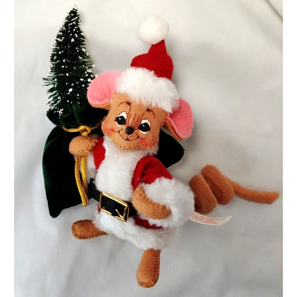 Annalee Christmas Mouse Santa Costume Plush Figurine Vintage 2003 Christmas Tree